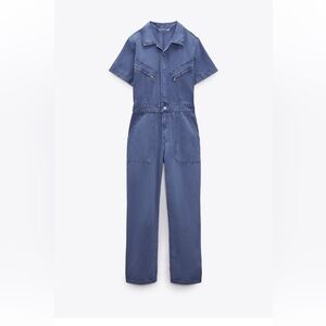 Zara SOLID COLOR TRF DENIM JUMPSUIT